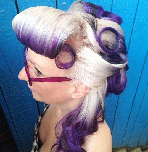 Blond And Purple Half Up Pin Up Hairstyle