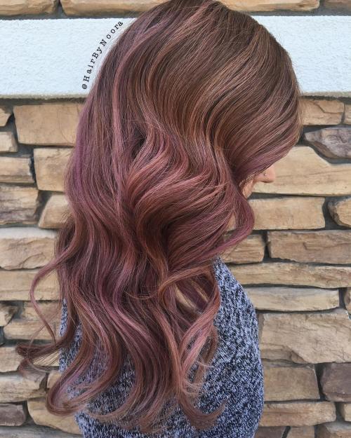 Brun Hair With Subtle Purple Balayage