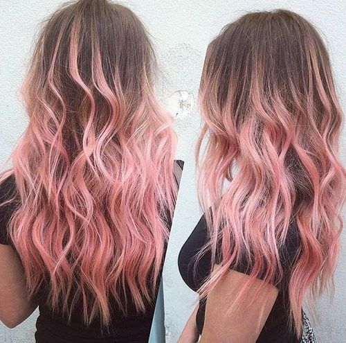 hnedý hair with pastel pink ombre highlights