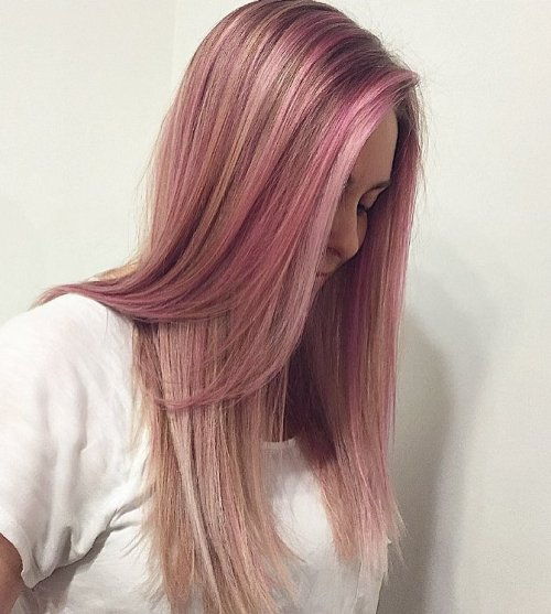Bronde Hair With Pastel Pink Highlights