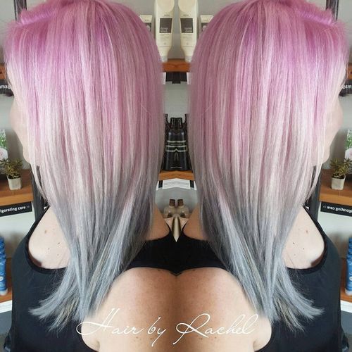 pastel pink to gray ombre hair