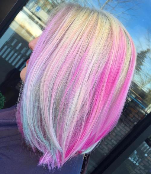 Blond Hair With Pink Highlights