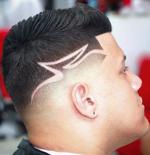 avsmalning fade haircut with shaved lines