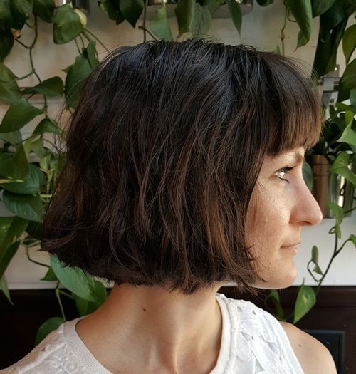 bărbie-lungime textured bob with bangs