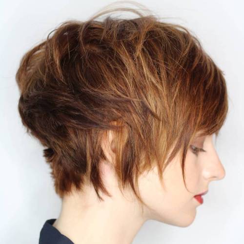 Lung Brown Pixie With Highlights