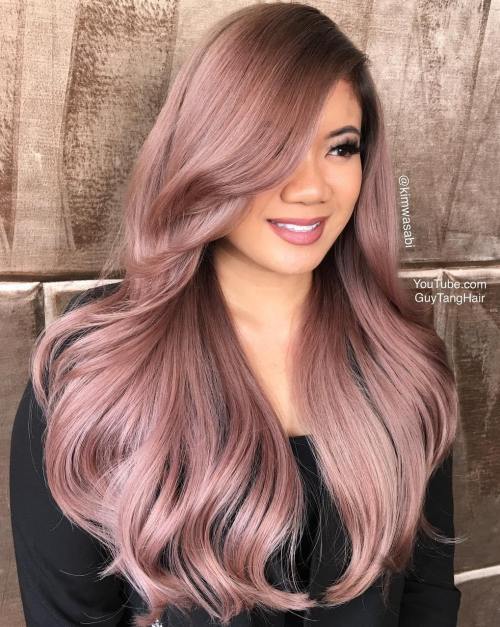 Lång Pastel Pink Hairstyle