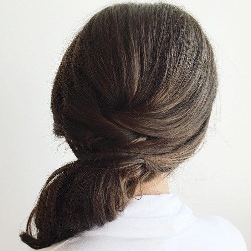 Brunett Side Ponytail With A Criss Cross Detail