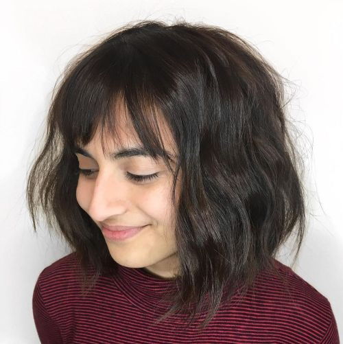 Messy Brown Bob With A Fringe