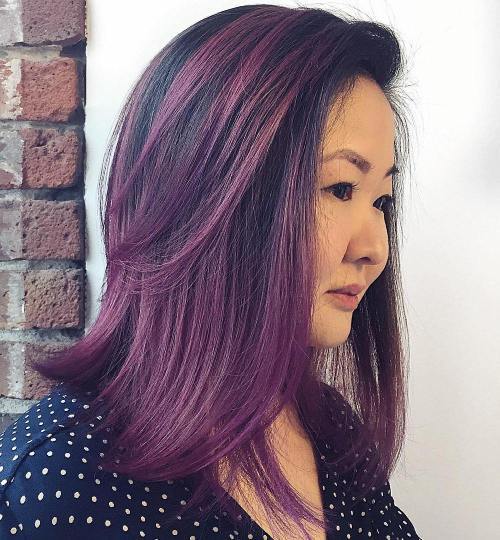 Црн Hair With Purple Balayage