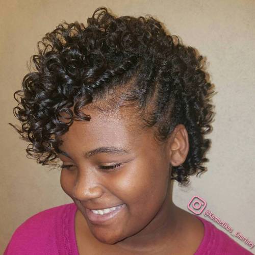 Kort Black Curly Hairstyle With Braids