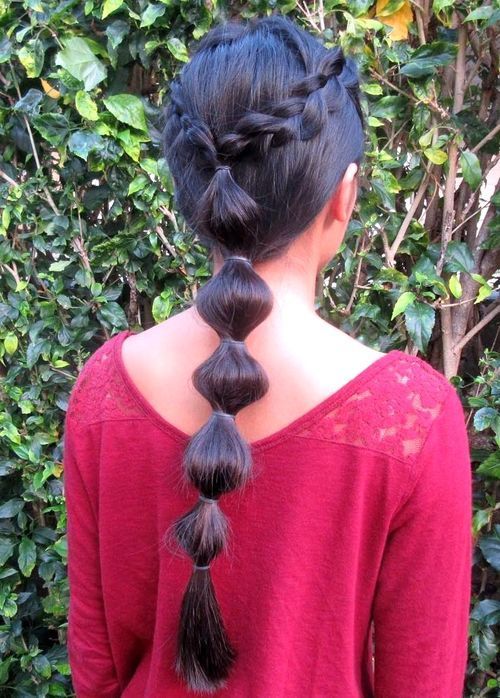 bubbla ponytail for long hair
