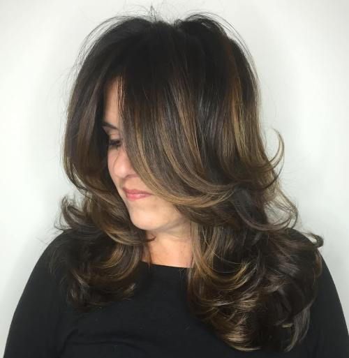Temno Brown Hair With Golden Balayage