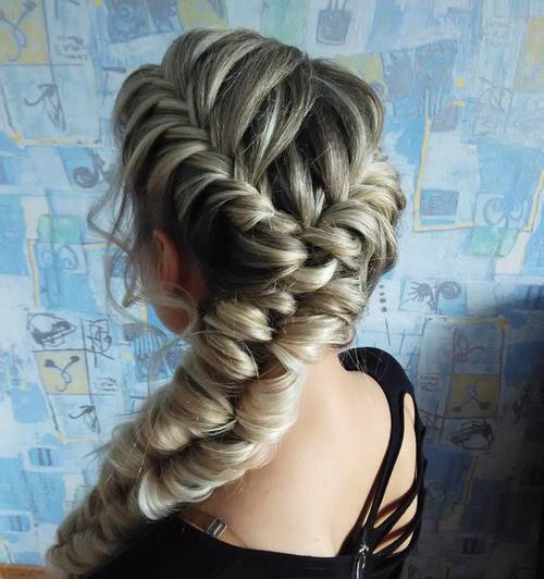 looped fishtail for long thick hair