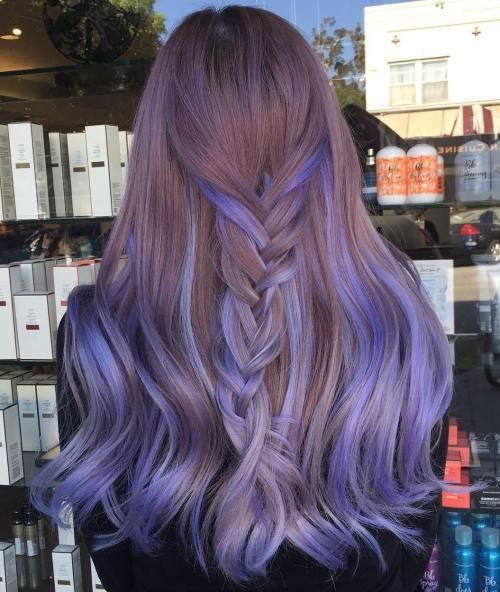 Lång Lavender Balayage Hair