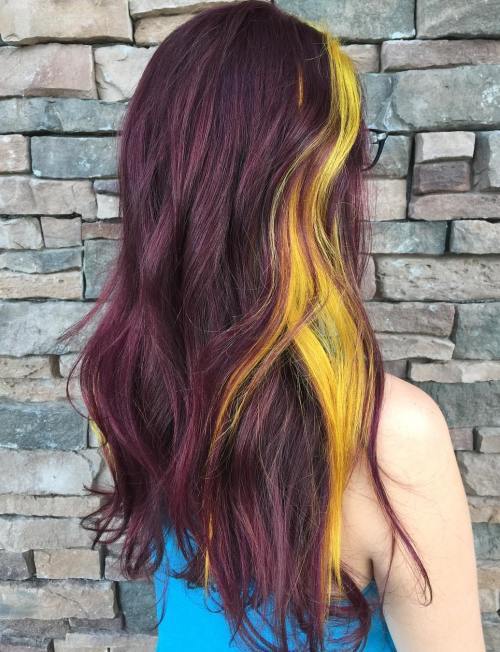 Lila Brown Hair With Yellow Highlights