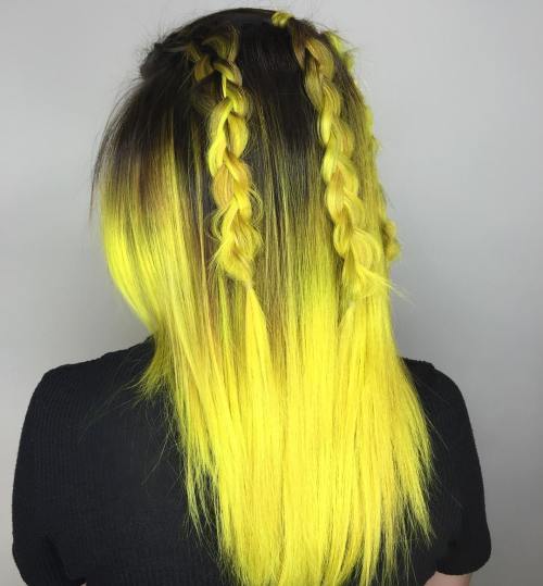 Svart Hair With Yellow Ombre