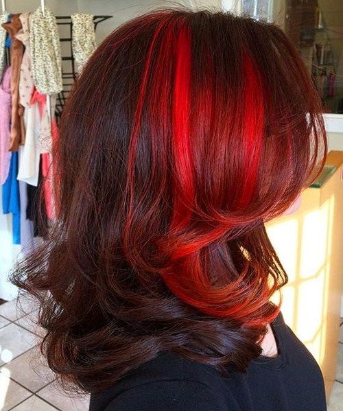 Mahogny Hair With Bright Red Balayage