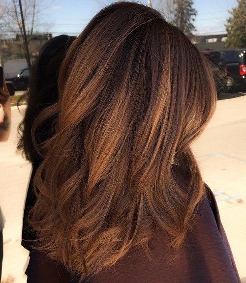 tmavý Brown Hair With Golden Brown Balayage