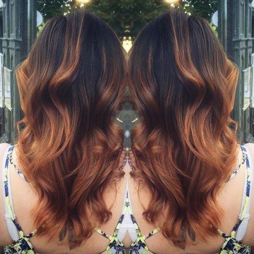 svart hair with chestnut ombre highlights