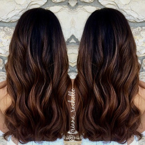svart to chocolate ombre with blonde babylights