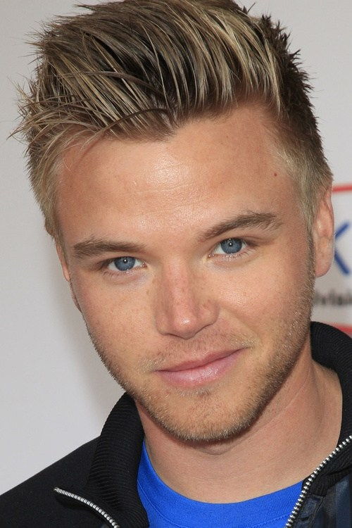 blond upswept hairstyle for men