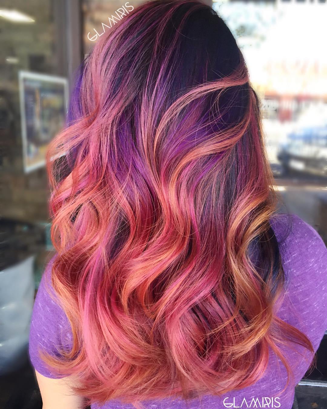 Strawberry Blonde, Pink And Purple Highlights