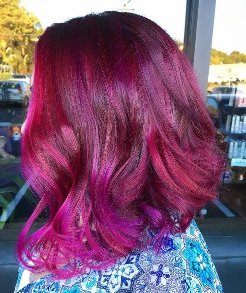 Дарк Red and Purple Two Tone Hairstyle