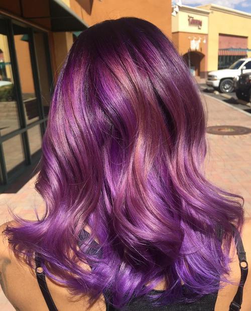 Violet hair with rosewood highlights
