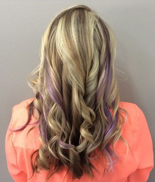 hnedý blonde hair with lavender highlights