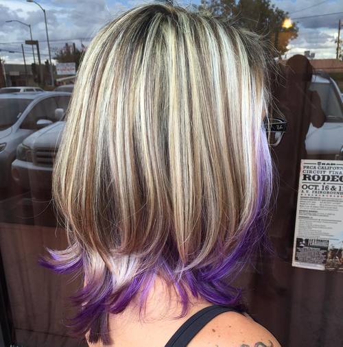 Violet dip dye for brown blonde hair