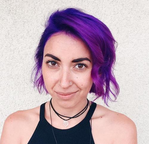 Modrá and purple hair color for brunettes