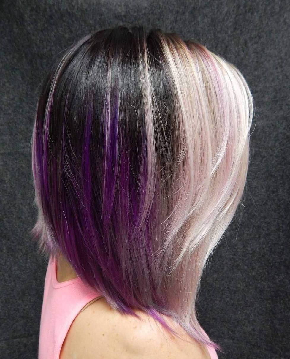 Blondă And Brown Hair With Purple Highlights