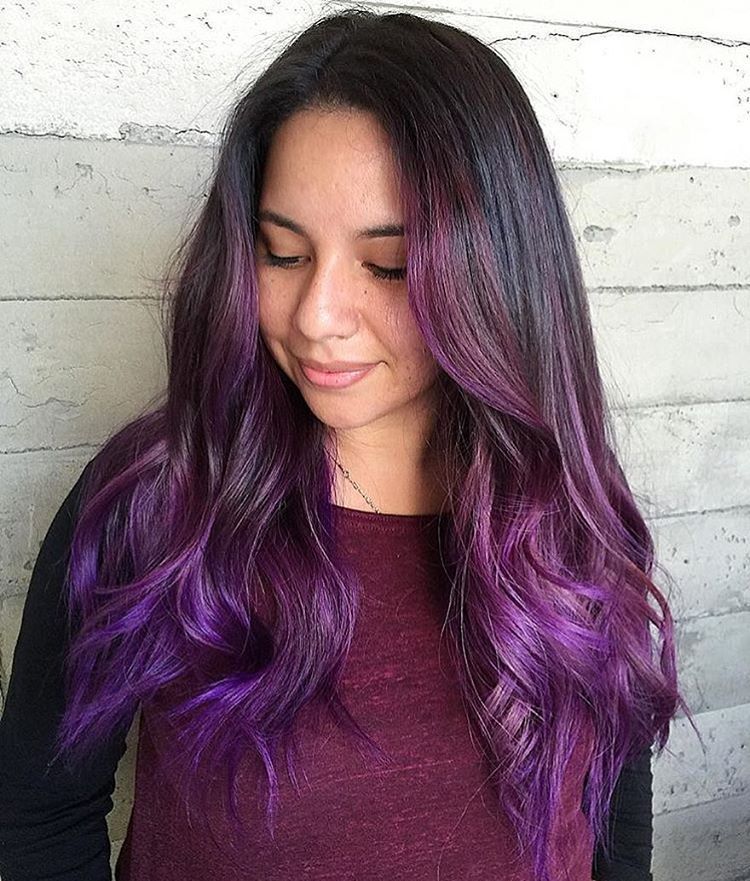 Lung Brown To Purple Ombre Hair