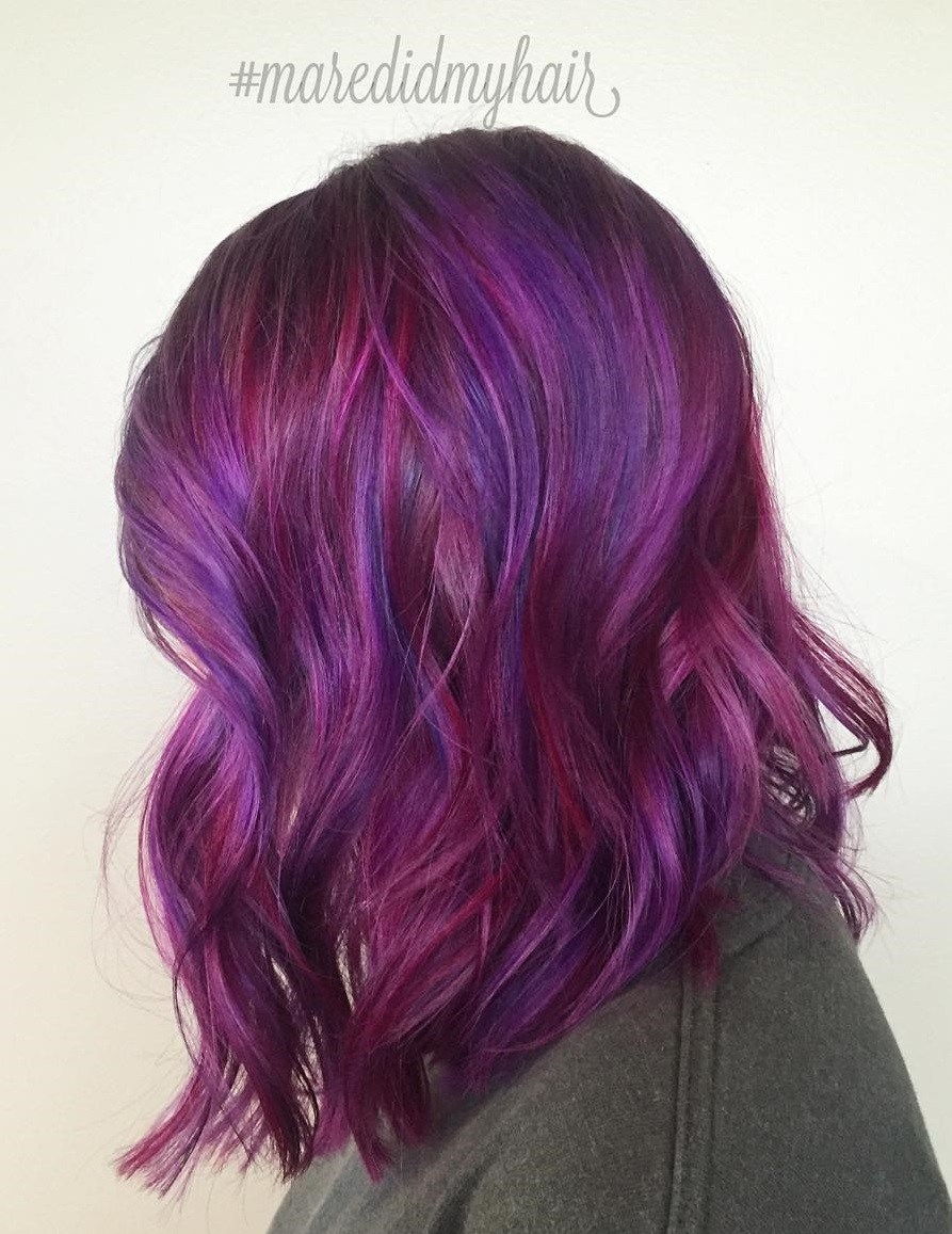 burgundské And Purple Hair Color