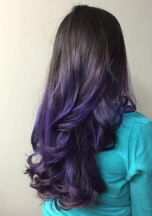 Violet ombre for dark brown hair