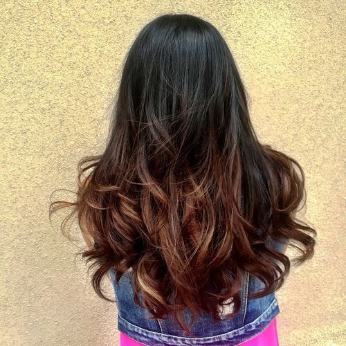 Črna to brown ombre hair