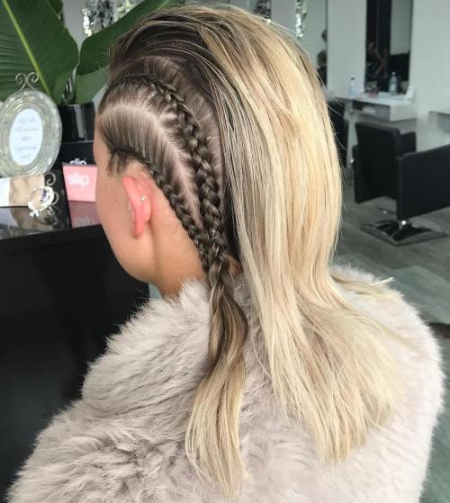 Medium Hairstyle With Side Braids