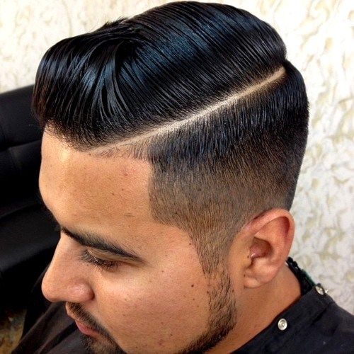 мушкарци's side part hairstyle with fade on the sides