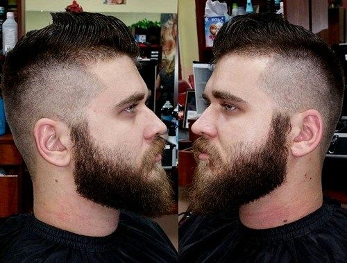 високо fade with full beard
