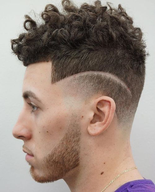 muži's curly top hairstyle with short sides