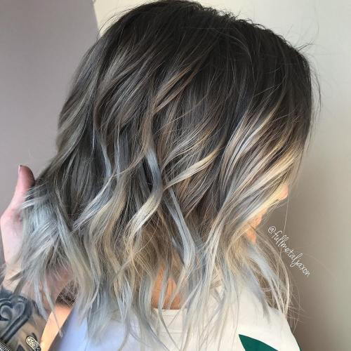 Pepel Brown Bob With Gray Ends