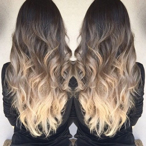 tmavý brown to light ash brown and blonde ombre