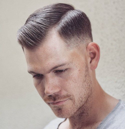 Combover With Taper Fade For Receding Hairline
