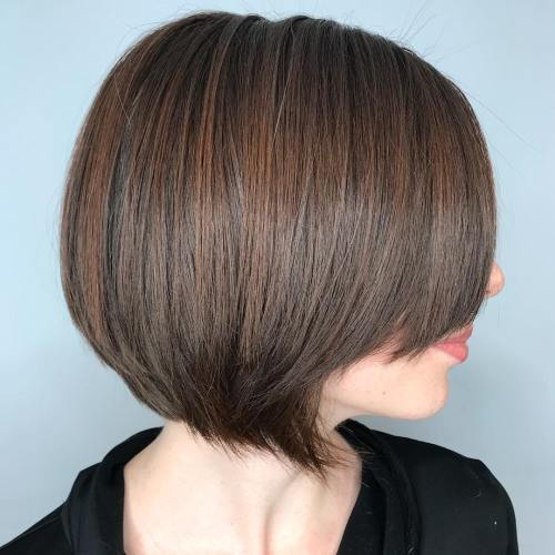 neted Brown Bob With Side Bangs