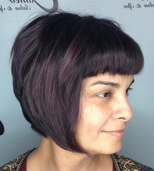 Chin-Lungime Stacked Bob With Bangs