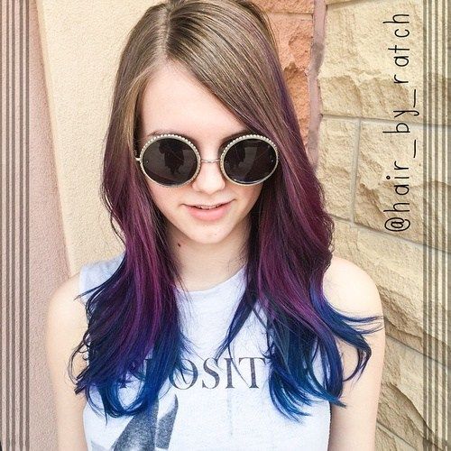lavender to purple ombre iwith blue ends
