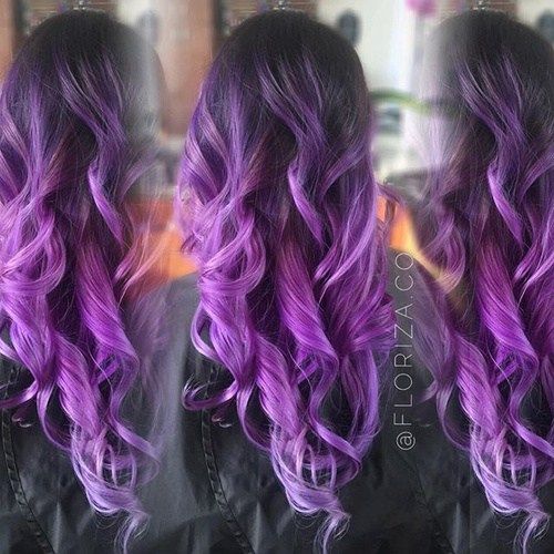 temno brown to purple ombre curls