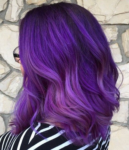 vijolična balayage hair 