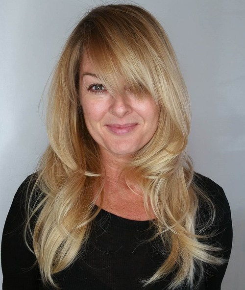 Layered Blonde Hairstyle With Bangs For Long Hair