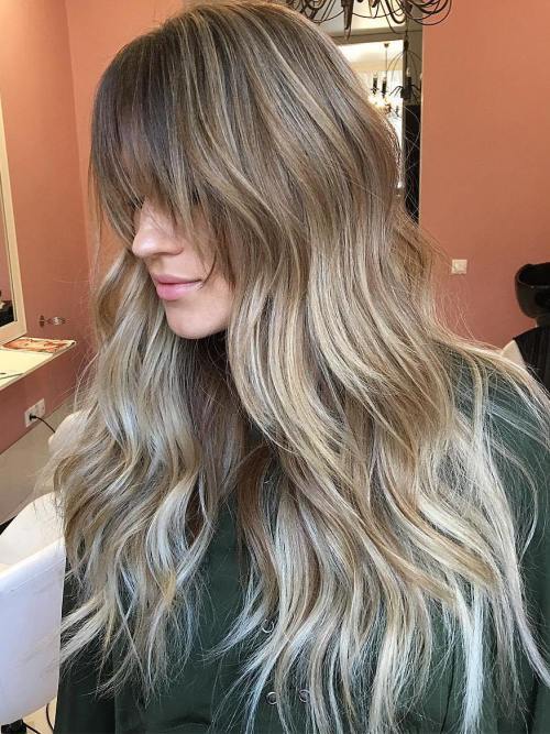 Lung Balayage Ombre Hair With Bangs